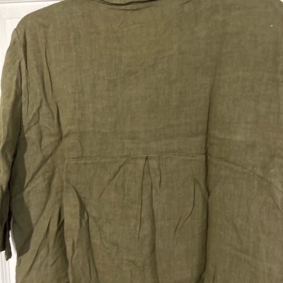 Elena Baldi Army Green Olive Linen knee Length Dress size XL - Picture 5 of 8